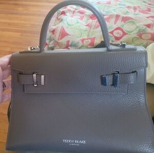 Teddy Blake Gray Leather Shoulder Bag